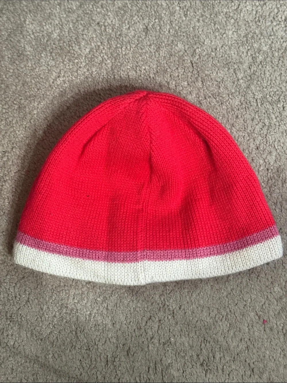 The North Face Girl’s Red Beanie with Trim!
